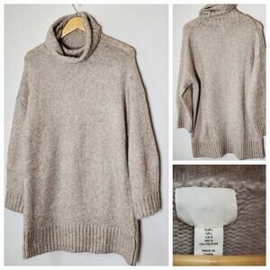 H&M beige alpaca wool blend cowl neck oversized sweater Size Large